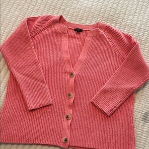 Talbots Pink Ribbed Cardigan Sweater